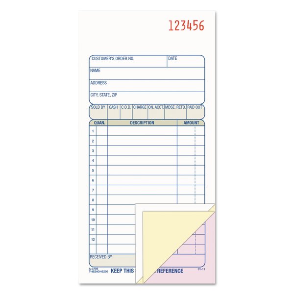 Adams Business Forms Carbonless Sales Order Book, 3Part Carb TC3705